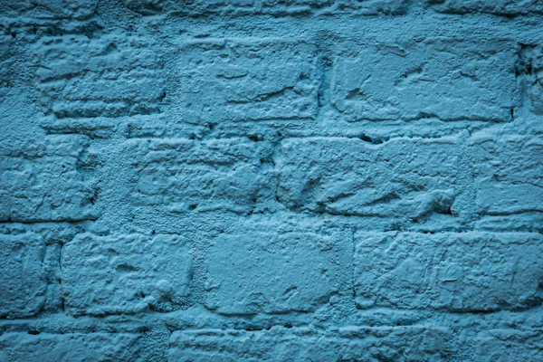 Порожня Блакитна Цегляна Стіна Яка Сильно Втомлюється Великою Кількістю Місця — стокове фото