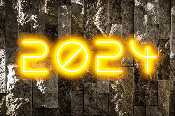 2024年 2024年 は新年の風合いを背景に輝く数字 — ストック写真