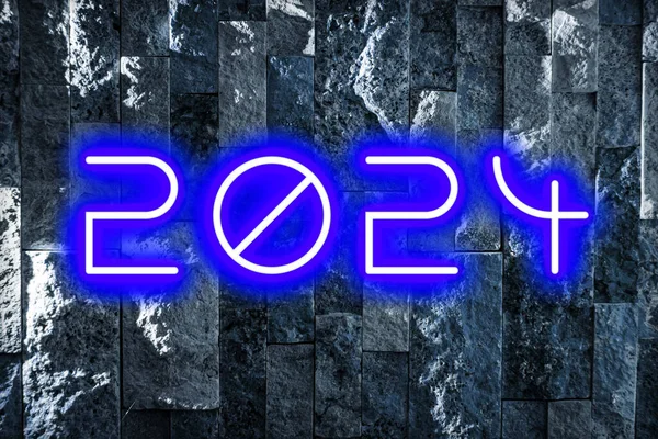2024年 在新年的背景上 明亮的数字 — 图库照片