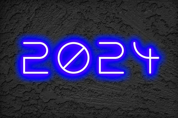 Date 2024 Glowing Numbers Textured Background New Years — Stock Photo, Image