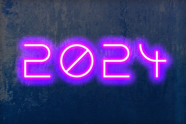 Datum 2024 Zářivých Číslech Texturovaném Pozadí Pro Nový Rok — Stock fotografie
