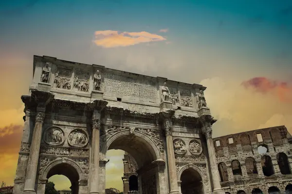 Триумфальная Арка Честь Победы Константина Над Максенцием Риме Италия — стоковое фото