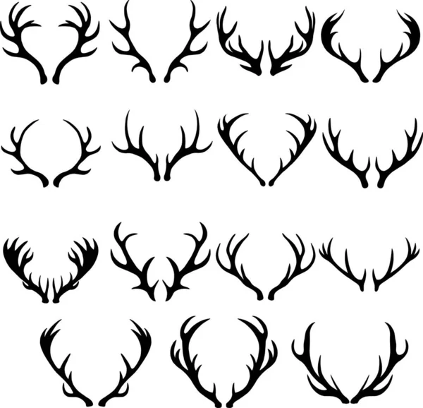 Silhouette Deer Antler Horn Vector Illustration — Stock Vector
