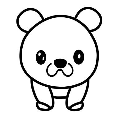 Kawaii ayı vektör doğrusal çizimi.