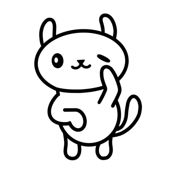 Kawaii Kitten Vector Lineaire Illustratie — Stockvector