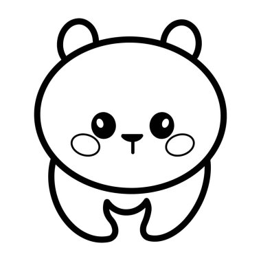 Kawaii ayı vektör doğrusal çizimi.