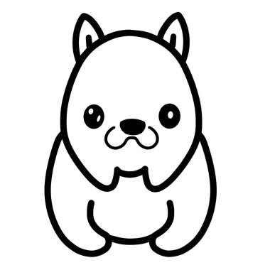 Kawaii köpek vektörü doğrusal illüstrasyon.