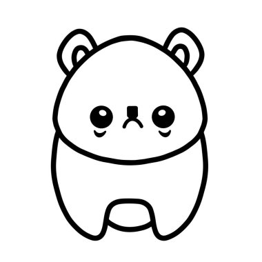 Kawaii ayı vektör doğrusal çizimi.