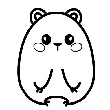 Kawaii hamster vektör doğrusal çizimi.