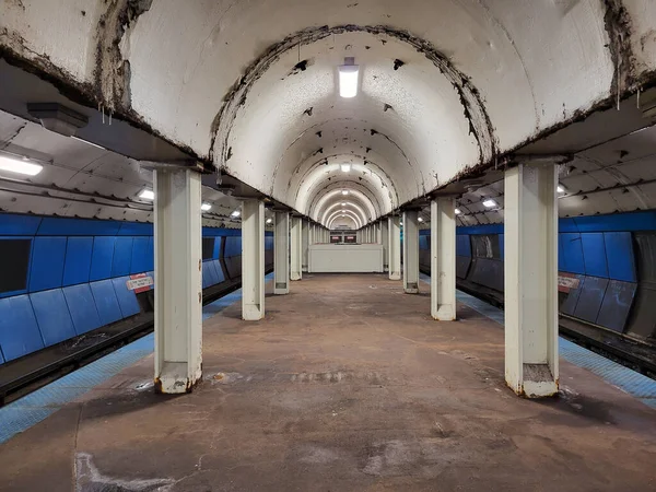 Detta Gamla Övergivna Tunnelbanestation Stopp Längs Tunnelbanelinjen Centrala Chicago Skulle — Stockfoto
