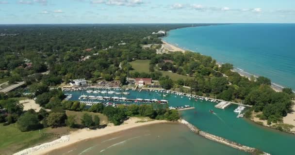 Widok Lotu Ptaka Wilmette Harbor Jezioro Michigan Shoreline Wilmette Piękny — Wideo stockowe