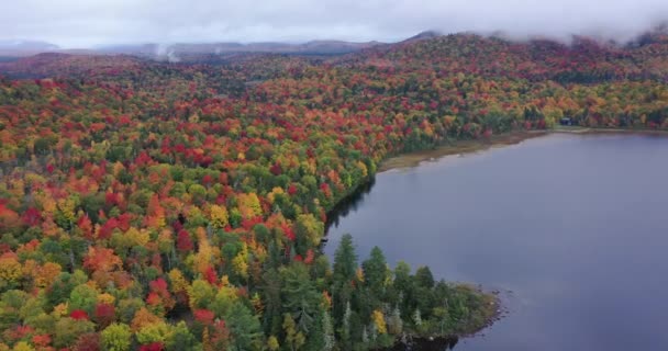 Connery Pond Zien Door Mist Wolken Bij Whiteface Mountain Adirondack — Stockvideo