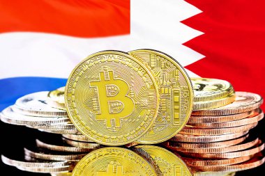 Bahreyn ve Hollanda 'nın arka planında bitcoinler var. Bahreyn ve Hollanda 'daki kripto para birimi ve engelleme teknolojisi yatırımcıları için kavram