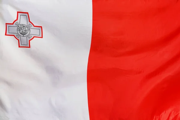 Vlajka Struktury Tkaniny Maltě Maltská Vlajka Vlála Větru Maltská Vlajka — Stock fotografie