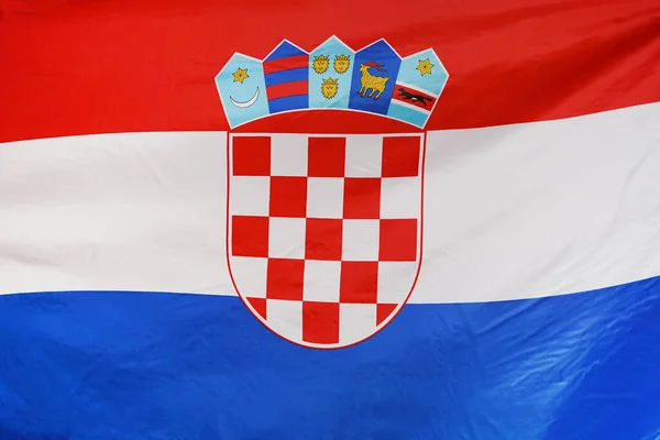 Bandera Textura Tela Croacia Bandera Croacia Ondeando Viento Bandera Croacia — Foto de Stock