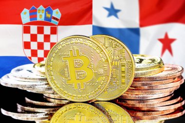 Hırvatistan ve Panama 'nın bayraklarında Bitcoin' ler var. Hırvatistan ve Panama 'daki kripto para birimi ve engelleme teknolojisi yatırımcıları için kavram
