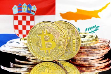 Hırvatistan ve Kıbrıs 'ın bayraklarında Bitcoin' ler var. Hırvatistan ve Kıbrıs Rum Kesimi 'ndeki kripto para birimi ve engelleme teknolojisi yatırımcıları için kavram