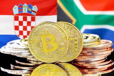 Hırvatistan ve Güney Afrika 'nın bayraklarında Bitcoin' ler var. Hırvatistan ve Güney Afrika 'daki kripto para birimi ve engelleme teknolojisi yatırımcıları için kavram