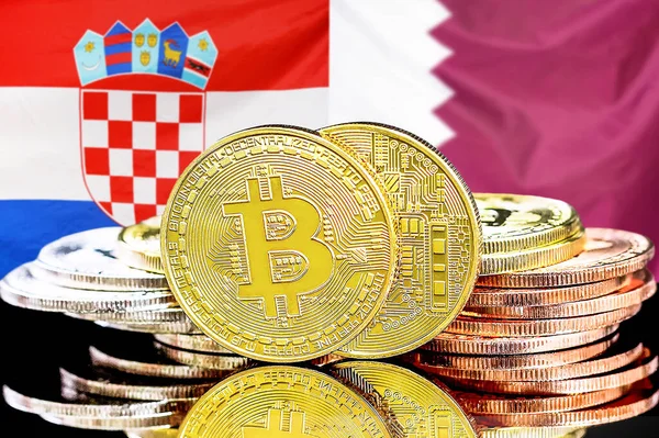 Hırvatistan ve Katar 'ın bayraklarında Bitcoin' ler var. Hırvatistan ve Katar 'daki kripto para birimi ve engelleme teknolojisi yatırımcıları için kavram