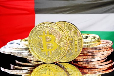 Birleşik Arap Emirlikleri 'nin arka planında Bitcoin' ler. BAE 'deki kripto para birimi ve engelleme teknolojisi yatırımcıları için kavram