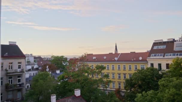 Quiet Peaceful Neighborhood European City Seen Hotel Apartment Window Camera — Stock Video