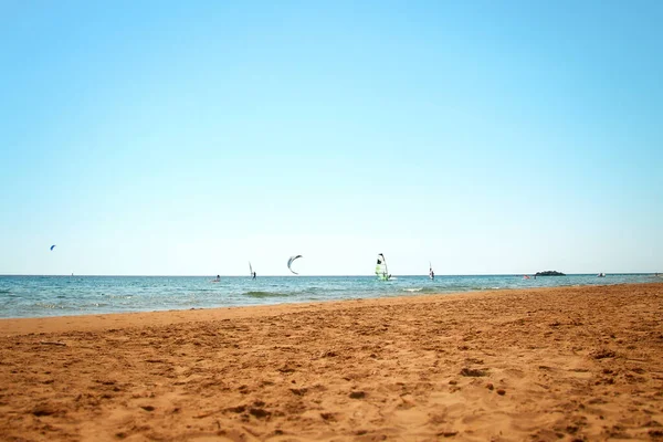 Halikounas Beach Wind Kite Surfers Paradise Fine Wide Sandy Beach — Stock Photo, Image