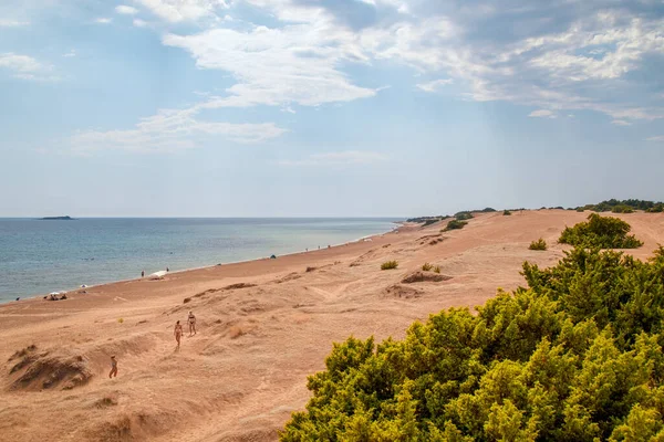 Красивий Піщаний Пляж Іссос Сході Корфу Греція Стокове Фото