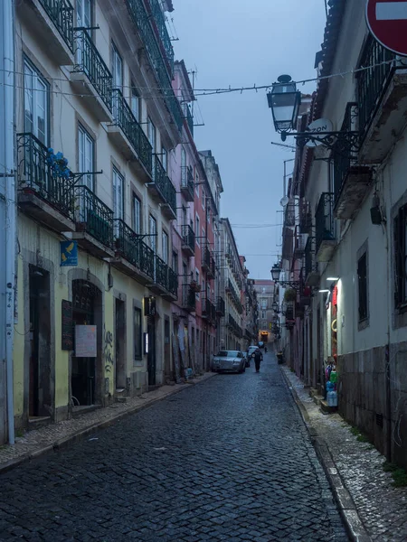 Лісабон Португалія Жовтня 2021 Вигляд Вулиці Байсі Лісабоні Осінній Дощовий — стокове фото