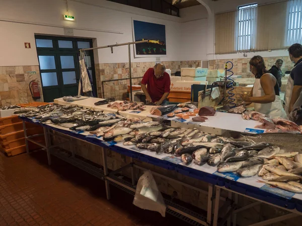 Aljezur Portugal October 2021 Fresh Fish Seafood Selling Market Hall — Stock Photo, Image