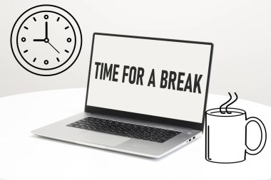 Bir metin kullanılarak mola zamanı gösterilir