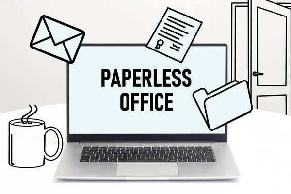 Paperless Office Shown Using Text — Stock Photo, Image