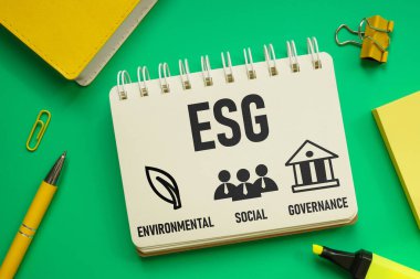 Çevresel sosyal ve yönetim ESG bir metin kullanılarak gösterilir