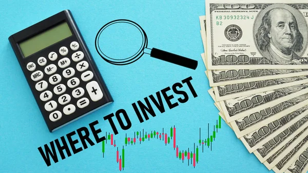 Onde Investir Mostrado Usando Texto Foto Dólares — Fotografia de Stock