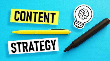 Content strategy is shown using a text clipart