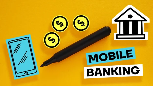Mobile Banking Shown Using Text — Foto Stock