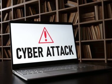 Cyber attack is shown using a text