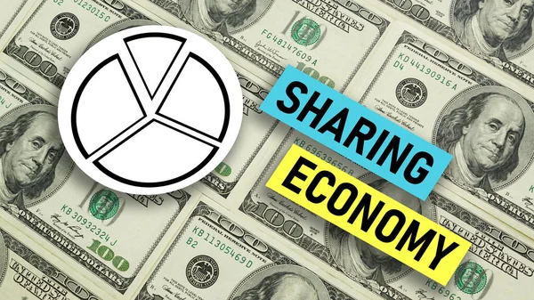 Sharing Economy Shown Using Text Photo Dollars — Stock Photo, Image