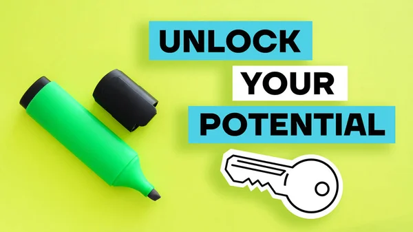 Unlock Your Potential Shown Using Text Picture Key — Foto Stock