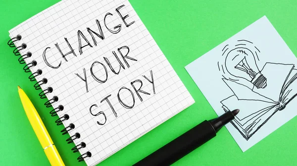 Change your story is shown using a text