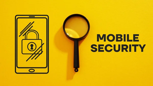 Mobile security is shown using a text