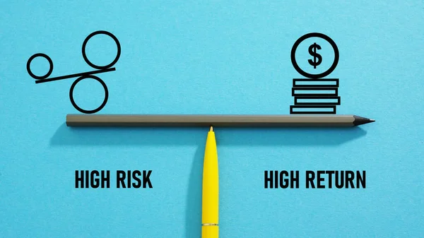 High risk high return is shown using a text