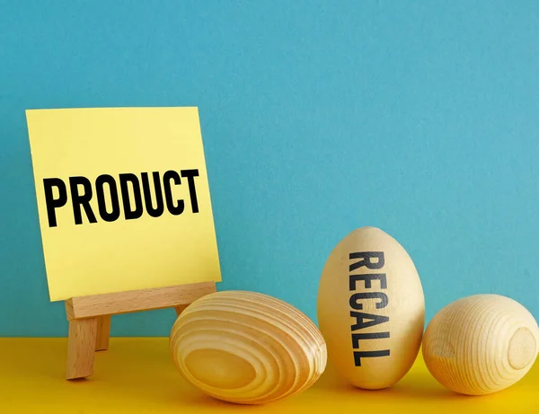 stock image Product recall is shown using a text and photo of eggs