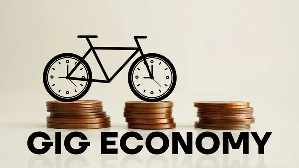 Економіка Gig Відображається Допомогою Тексту Зображення Велосипеда — стокове фото