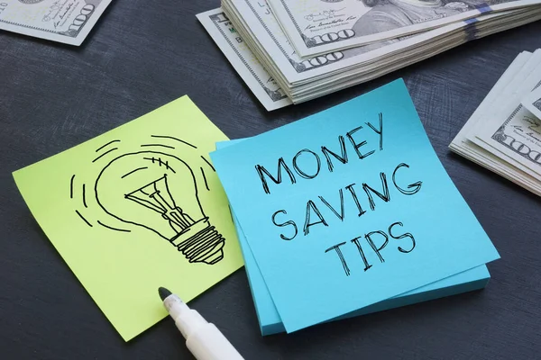 Money saving tips are shown using a text and photo of dollars