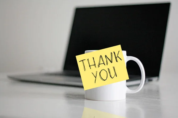 Thank You Concept Shown Using Text Cup — Stock Photo, Image