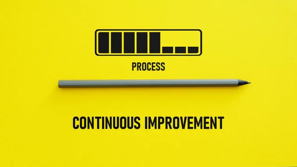 stock image Continuous improvement process is shown using a text and picture of success bar