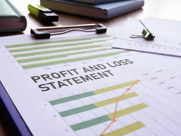 Profit and loss statement is shown using a text and photo of charts