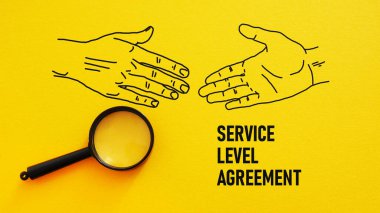 Hizmet Seviyesi Anlaşması SLA el sıkışmanın bir metin ve resmi kullanılarak gösterilir
