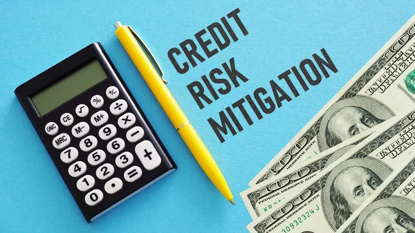 Credit risk mitigation is shown using a text and photo of dollars