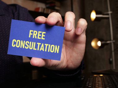 Free consultation is shown using a text on the business card clipart